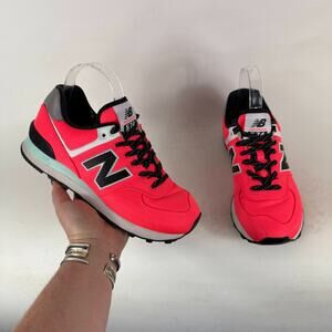 New Balance 574 Athletic Shoes Women's 7.5 Vivid Coral Lace-Up Low Top Sneakers
